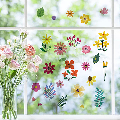 Flowers Plants Wall Stickers, Vinyl Art Removable Floral Decals