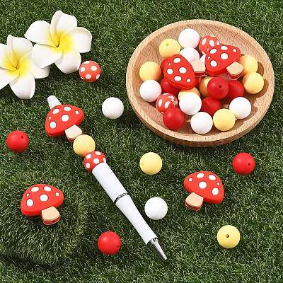 40 шт. 5 вида бусины-грибы и круглые&nbsp;SIL-YW0002-53-1