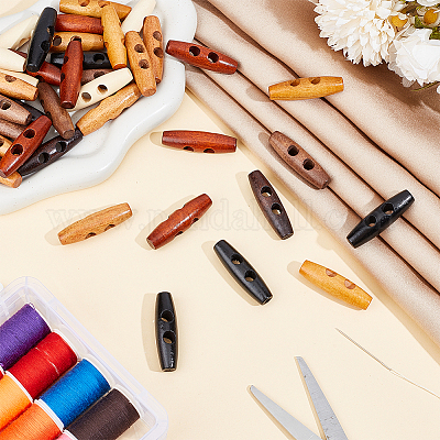 70 шт. 7-х цветные пуговицы из натурального дерева FIND-NB0005-03C-1