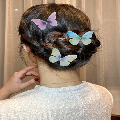 6 шт. 3 цвета железные заколки для волос из кожи аллигатора&nbsp;OHAR-LP0004-36-1