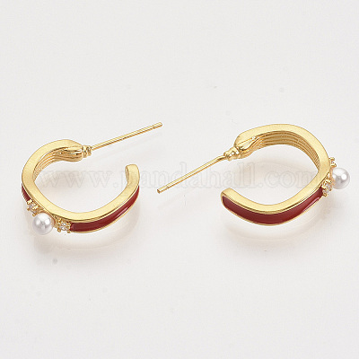 Латунные микро проложить серьги стержня кубического циркония EJEW-T007-11G-02-NF-1