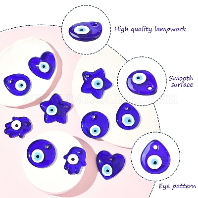 10 шт. 5 стиля подвески ручной работы лэмпворк от сглаза&nbsp;LAMP-YW0004-12-1