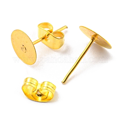 Pandahall Elite 100pcs 11mm Pearl Earring Backs Golden Tone Brass Earring  Safety Stopper for Ear Studs and Posts 