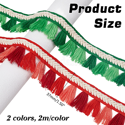 4 m 2 Farben Fransen-Spitzenbesatz aus Polyester im Ethno-Stil&nbsp;SRIB-ME0001-01-1