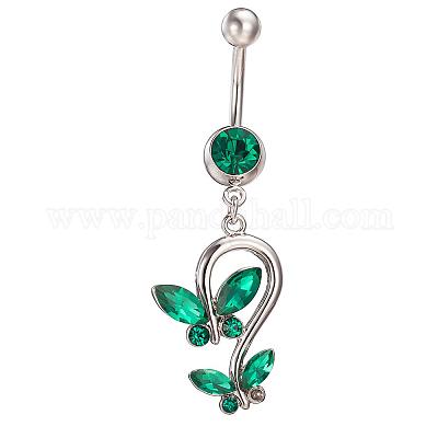 Wholesale Piercing Jewelry Real Platinum Plated Brass Rhinestone Double ...