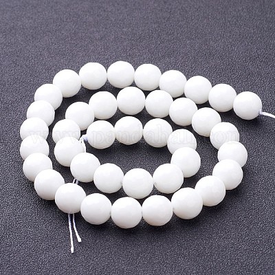 Synthétiques agate perles blanches de brins&nbsp;G-D419-10mm-01-1