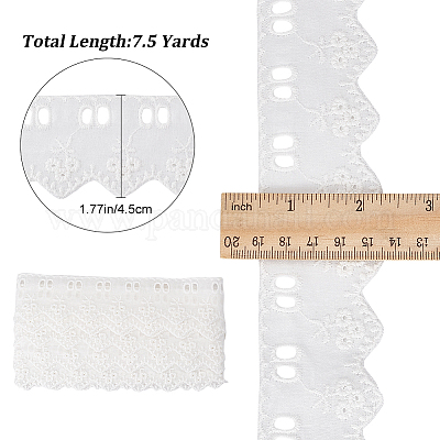 Wholesale GORGECRAFT 7.5 Yards White Cotton Lace Trim Hollow