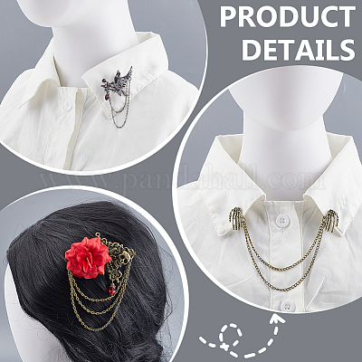 3 шт. 3 стиля готических брошей из сплава со стразами на цепочке&nbsp;JEWB-GA0001-46-1