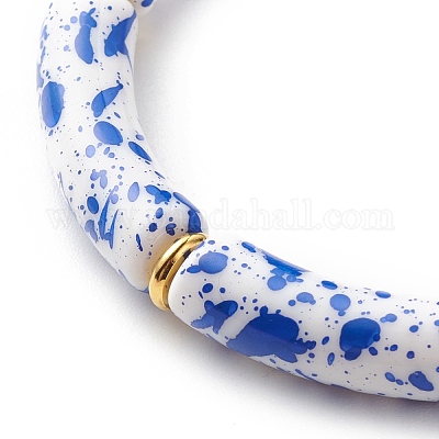 Bracciali Elastici A Tubo Di Bambù In Resina Colorata - Set Braccialetti Impilabili Amicizia Per Donna, Oro