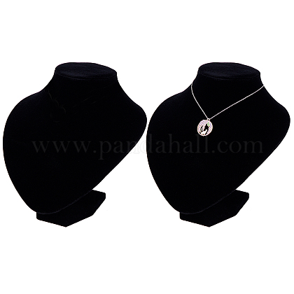 PandaHall 2 Pack Small Velvet Necklace Chain Holder NDIS-WH0001-01A-1