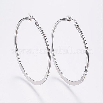 304 Stainless Steel Big Hoop Earrings EJEW-F105-17P-1