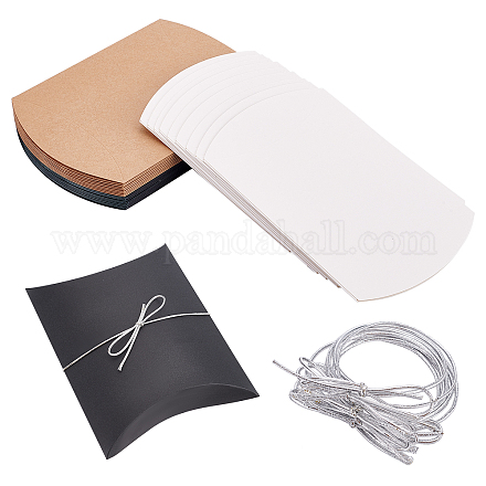 Boîtes de bonbons d'oreiller en papier et bandes de cheveux de cordon élastique CON-BC0006-78-1