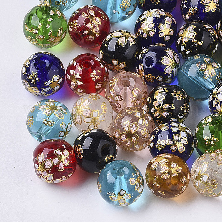 Perles en verre imprimées GFB-S001-8mm-01-1