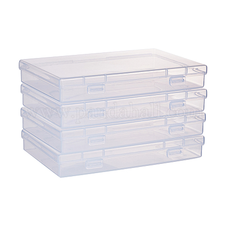 Benecreat 4 упаковка 17x10.5x2.5 см дюйма большая прозрачная пластиковая коробка контейнер прозрачный органайзер для хранения с откидной крышкой для небольших принадлежностей для рукоделия зажимы для канцелярских принадлежностей CON-BC0005-36-1
