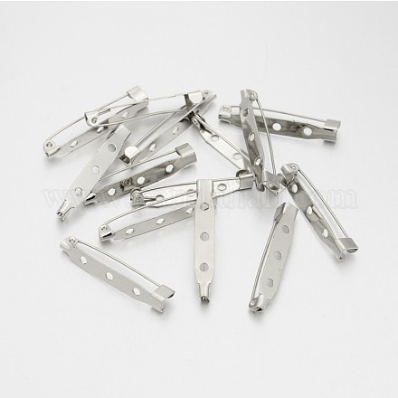 Iron Brooch Pin Back Safety Catch Bar Pins with 3 Holes IFIN-A171-04I-1