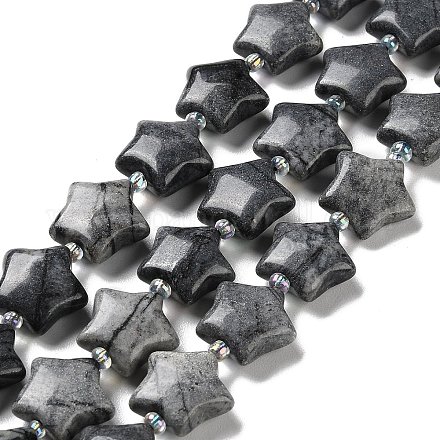 Natürliche schwarze Seide Stein / Netstone Perlen Stränge G-NH0005-009-1