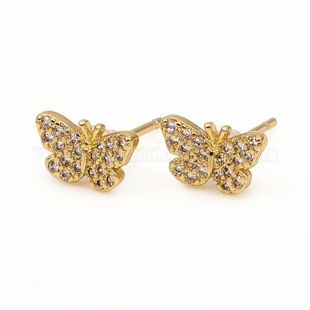Brass Stud Earrings EJEW-L247-04G-1