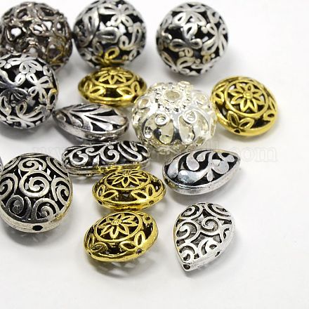 Mixed Shapes Alloy Filigree Hollow Beads TIBEB-X0018-NF-1