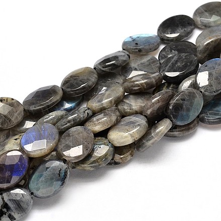 Plats ovales chapelets de perles de labradorite naturelle G-L357F-12-1