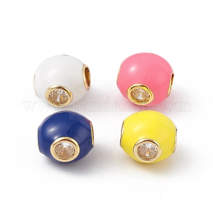 Perles de placage en laiton avec zircone cubique de micro pave KK-C016-02G-1