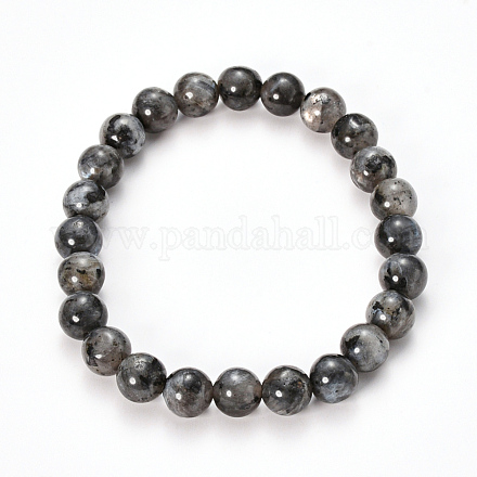 Bracelets extensibles en perles de larvikite naturelle BJEW-Q692-36-10mm-1