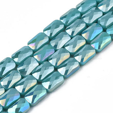 Electroplate Opaque Solid Color Glass Beads Strands EGLA-N002-25-A06-1