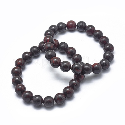 Bracelets extensibles en perles de jaspe brecciated naturelles X-BJEW-K212-B-040-1