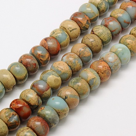 Unterlegscheibe natürliche aqua terra jasper beads stränge G-N0128-49-12x8mm-1