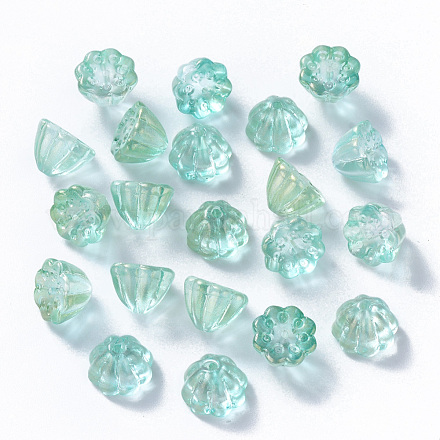 Transparent Spray Painted Glass Beads GLAA-T016-32B-1