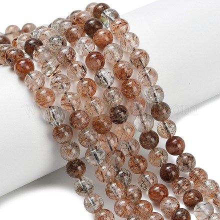 Нити бусин из рутилированного кварца из натурального черного золота G-L642-B09-6mm-1