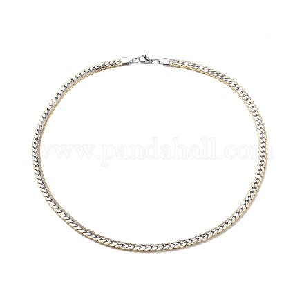 304 collar de cadena de eslabones cubanos de acero inoxidable para hombres y mujeres NJEW-E093-03GP-01-1