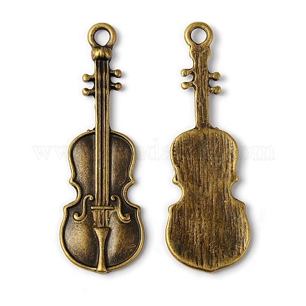 Antique Bronze Tibetan Style Alloy Violin Large Pendants X-EDD058Y-AB-1