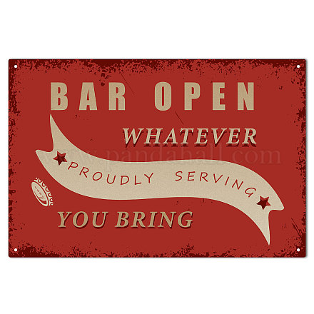 CREATCABIN Bar Open Sign Vintage Metal Tin Sign Coffee Bar Wall Decor Poster Retro Painting Plaque Iron Art Mural Hanging Decorations Plaques for Coffee Bar Pub 12 x 8 Inch AJEW-WH0157-695-1