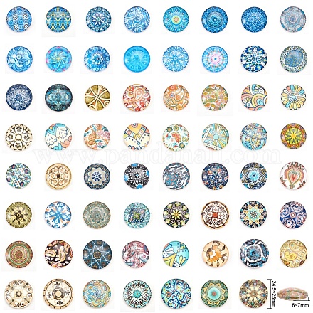 Printed Picture Glass Cabochons GGLA-YW0001-01A-1