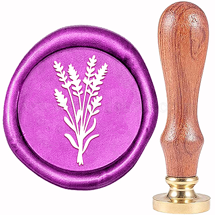 CRASPIRE Lavender Wax Seal Stamp Lavender Sealing Wax Stamps 30mm Retro Vintage Removable Brass Stamp Head with Wood Handle for Wedding Invitations Halloween Christmas Thanksgiving Gift Packing AJEW-WH0337-003-1