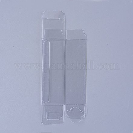 折り畳み式透明PVCボックス  クラフトキャンディ包装結婚式パーティーの好意のギフトボックス  長方形  透明  3x3x9cm  展開：15.9x6x0.1cm CON-WH0068-92B-1