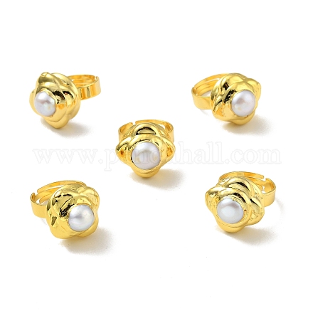 Verstellbarer Ring mit natürlicher Perlenblume RJEW-F125-04G-1