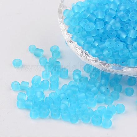 6/0 DeepSky Blue Frosted Transparent Glass Seed Beads X-SEED-A016-6-M16-1