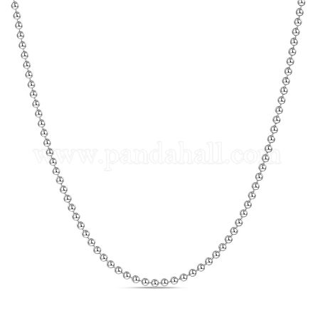Collares de cadena de bolas de plata de ley 925 chapada en rodio Shegrace JN952A-1