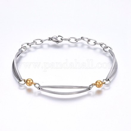 304 Stainless Steel Link Bracelets STAS-O099-07GP-1