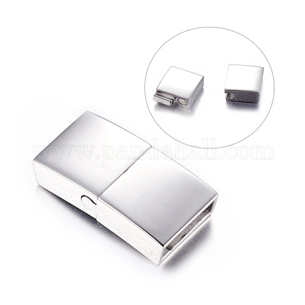 304 Stainless Steel Magnetic Clasps with Glue-in Ends X-STAS-I011-04-1