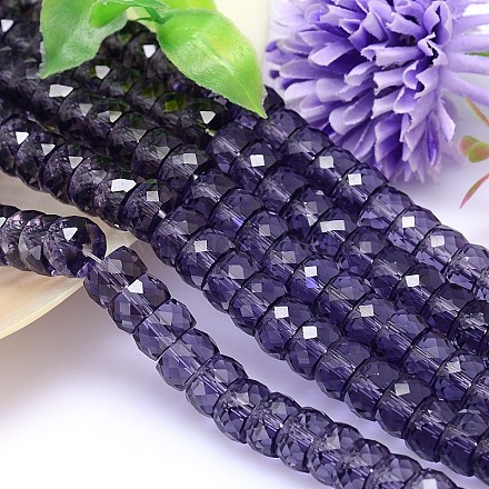 Faceted Flat Round Imitation Austrian Crystal Bead Strands G-M189-6x10mm-26A-1
