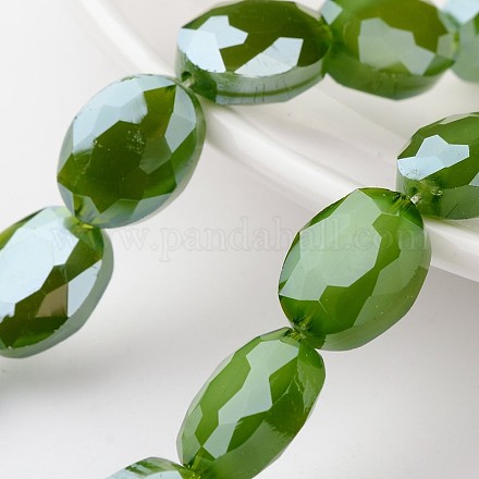 Electroplate Opaque Solid Color Glass Beads Strands EGLA-M019-01-1