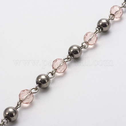 Handarbeit rund Glasperlen-Ketten für Halsketten Armbänder machen AJEW-JB00082-03-1