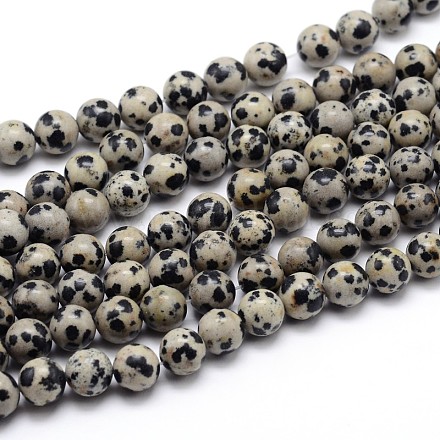 Jaspe dalmatien naturelle chapelets de perles rondes X-G-J303-19-10mm-1