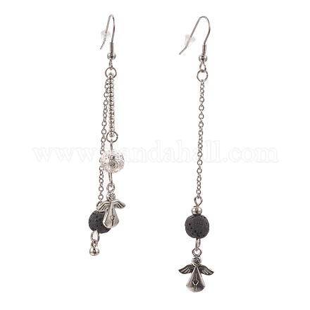 (vente de bijoux fêtes d'usine) boucles d'oreilles pendantes en pierre de lave synthétique EJEW-F184-06AS-1