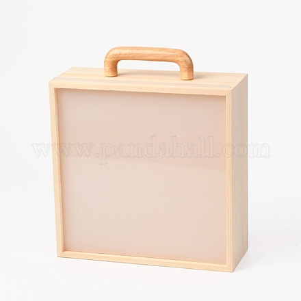 木製収納ボックス  アクリル透明カバーとハンドル付き  正方形  バリーウッド  2.25x8.5x26cm CON-B004-01B-1