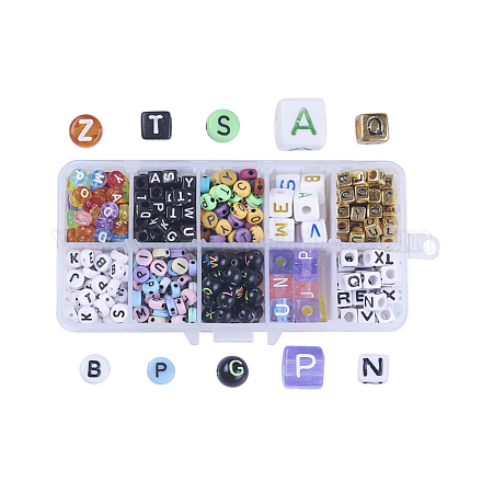 Acrylic Alphabet Beads SACR-JP0004-08-1