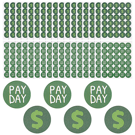 OLYCRAFT 50 Sheets Dollar Sign Pay Day Planner Stickers 12.5mm Round Dots Planner Calendar Stickers Green Calendar Planner Dot Stickers Reminder Labels for Calendar Scrapbooking Crafting - 2Style DIY-OC0010-37C-1
