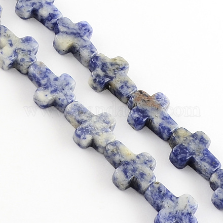 Fili di perle di diaspro macchia blu naturale G-R185-8x12mm-08-1